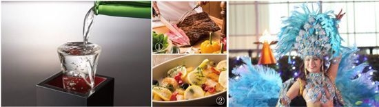 1:ローストビーフ 3種のソース 2:白身魚のオーブン焼き オリーブとトマト風味