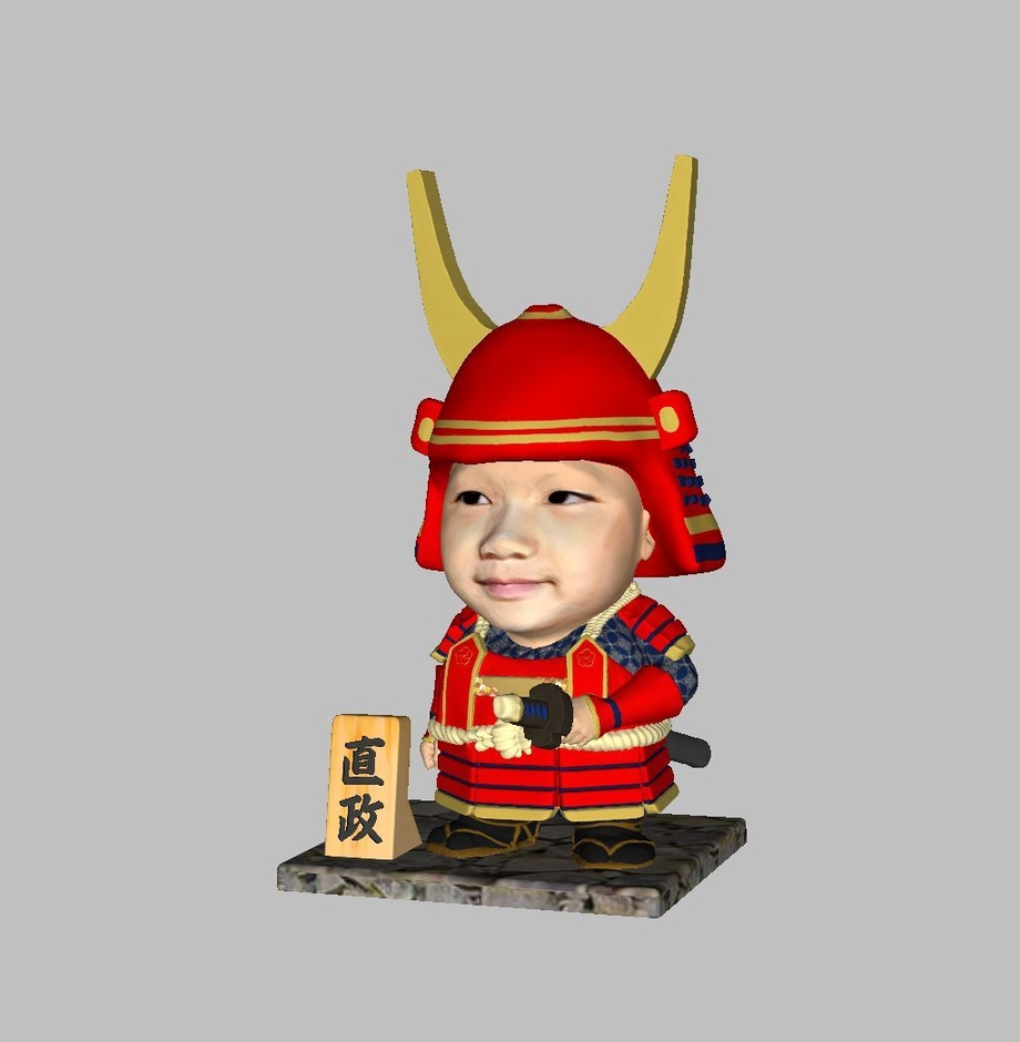 ちび武者 井伊直政風モデル 3D画像
