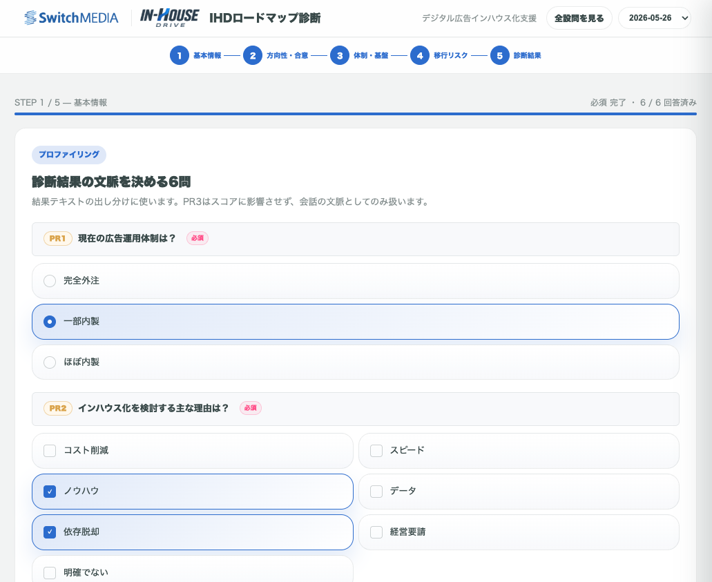 スイッチメディア、デジタル広告運用のインハウス化の停滞要因を可視化する「インハウス化ロードマップ診断」を提供開始