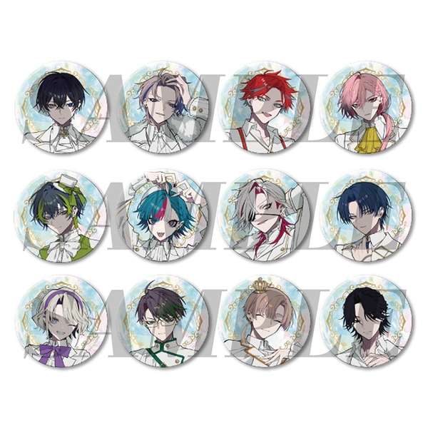 トレーディング缶バッジ 2nd Anniv. ver. イベント価格：¥600（税込） 種類：全12種 サイズ：直径54mm程度 仕様：オーロラ加工入り ランダムで複製サイン入り ※絵柄はお選びいただけません