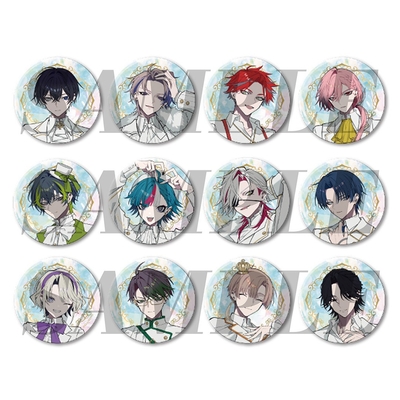 トレーディング缶バッジ 2nd Anniv. ver. イベント価格：¥600（税込） 種類：全12種 サイズ：直径54mm程度 仕様：オーロラ加工入り ランダムで複製サイン入り ※絵柄はお選びいただけません