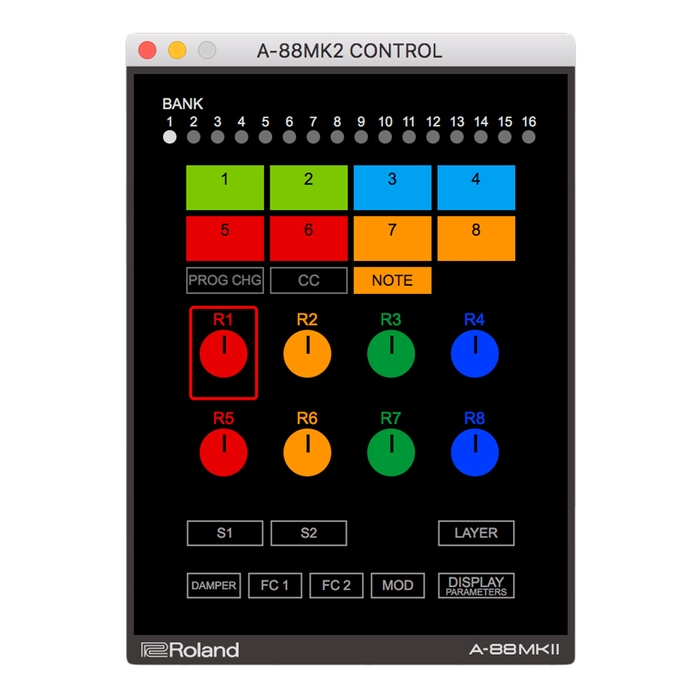 専用のコントロール・アプリ『A-88MK2 CONTROL』の画面