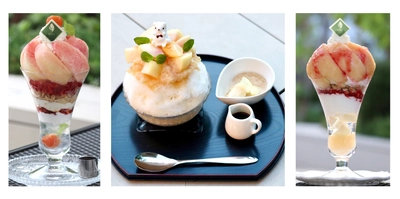 観音山フルーツパーラー表参道にて夏が旬の桃スイーツを新発売！ 桃をまるごとひとつ使用したパフェや絶品かき氷などをご用意　 当店オリジナルのリキュール使用の“大人のパフェシリーズ”も