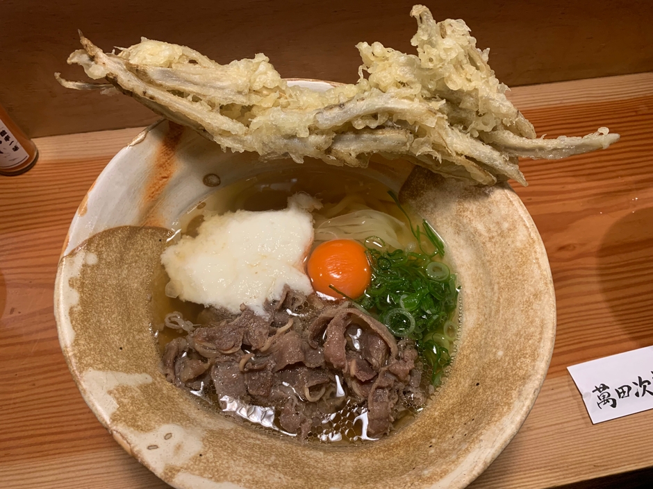 肉ごぼう天うどん(温)