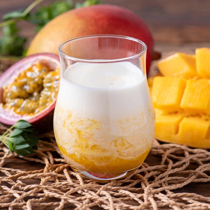 「飲むお酢 マンゴーパッション」で作る「マンゴーラッシー」風