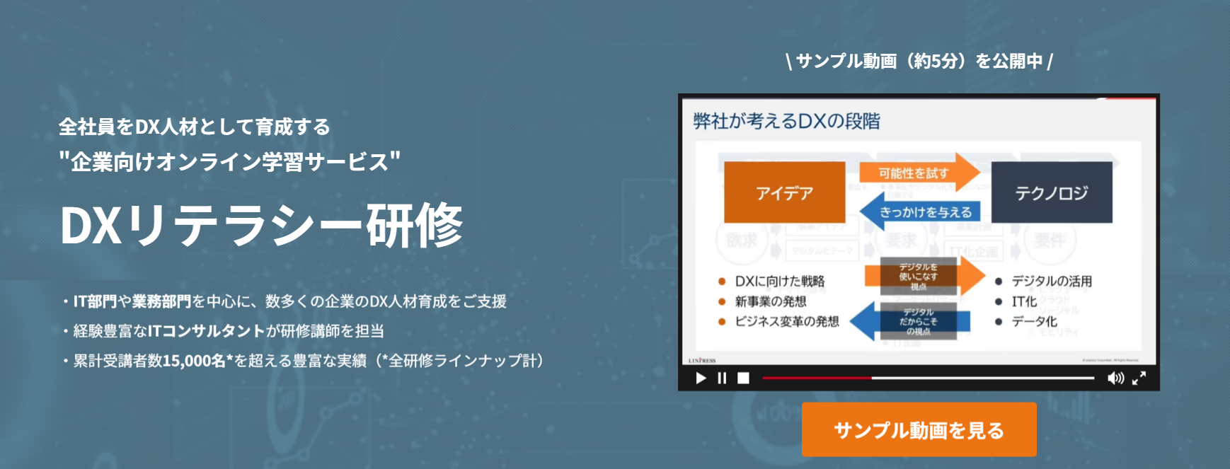 【サンプル動画公開中】企業向けオンライン学習サービス「DXリテラシー研修」提供開始のお知らせ