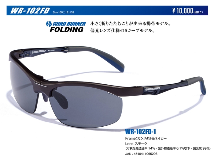 WIND RUNNER_WD-102FD-1 FRAME=ガンメタル&ネイビー LENS=スモーク(可視光線透過率=14% 紫外線透過率=0.1%以下 偏光度=99%)