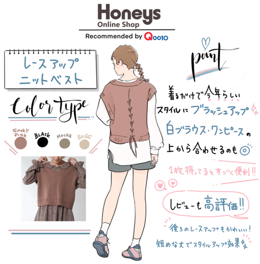Honeys Online Shop レースアップニットべスト グラフィックレコード
