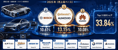 図. 世界の駐車統合型ドメインコントローラ市場における上位12社のメーカーランキングおよび市場シェア