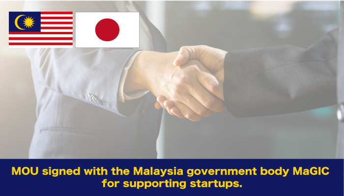 MOU signed with the Malaysia government body MaGIC for supporting startups.