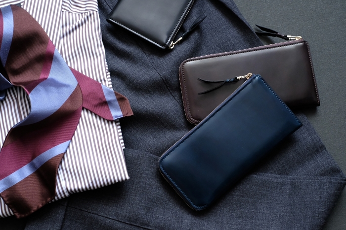 L字ファスナー長財布 Cram Long ホーウィンシェルコードバン×マレンマ ブラック / ネイビー / バーガンディー