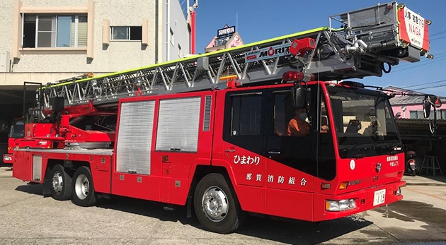 救出救助訓練で使用される消防車両（はしご車）