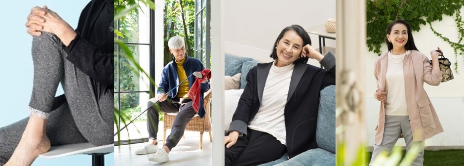 (左)インナー、(中央男女)中間着、(右)外出着