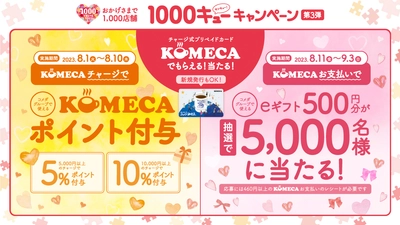 【コメダ珈琲店】1,000店舗キャンペーン第3弾　 8月1日(火)より「KOMECAチャージキャンペーン」　 8月11日(金)より「レシートチャレンジキャンペーン」を実施！