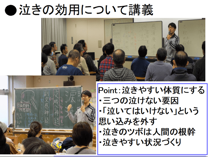 涙の効用について黒板やホワイドボードを使ってわかりやすく図解説明