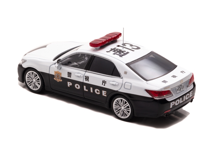 左後：1/43 トヨタ クラウン アスリート (GRS214) 2019 警視庁高速道路交通警察隊車両 (速13)