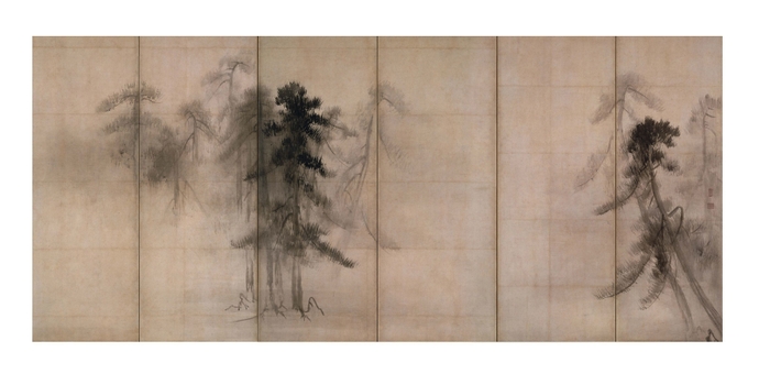 国宝 松林図屏風(右隻) 長谷川等伯筆 安土桃山時代・16世紀 東京国立博物館蔵