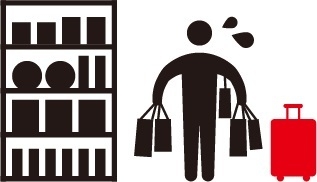 買い物とスーツケース