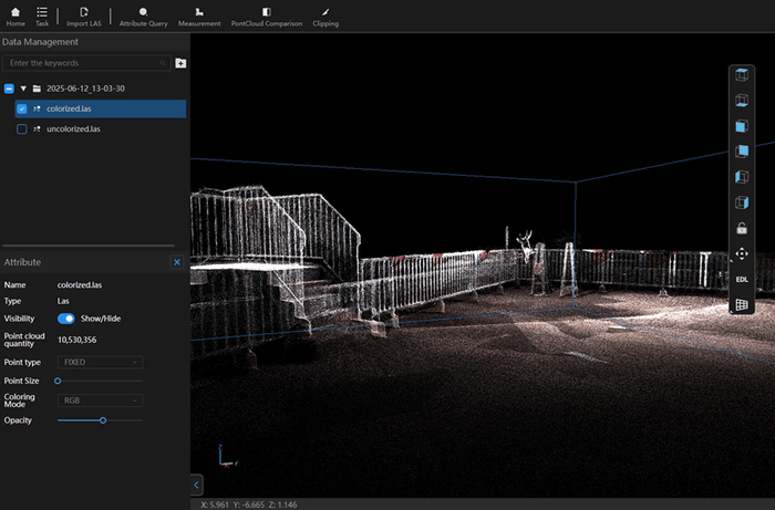 専用ソフト「PointClouds Studio」処理後の画面