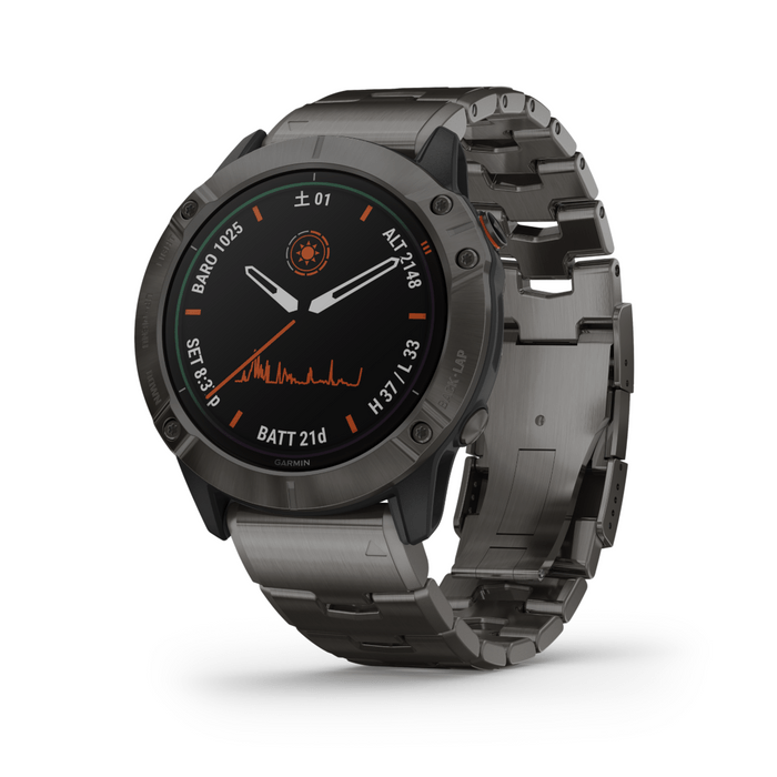 fenix6X Pro Dual Power Ti Black DLC Titanium band