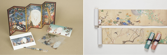 縮小屏風《樹花鳥獣図屏風》/縮小絵巻物《四季花鳥図巻》