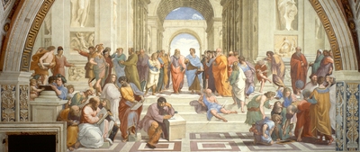ヴァチカン宮殿ラファエロの間の「署名の間」に描かれたフレスコ壁画『アテネの学堂(Scuola di Atene)』