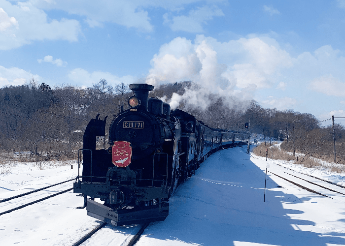 期間限定で雪原を走るSL冬の湿原号