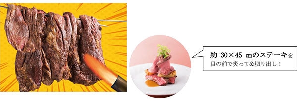 【炎がヤバい!】炎の大判ステーキ ローストビーフ添え