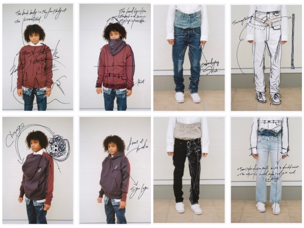 Re:reversible pullover / Re:layered denim pants