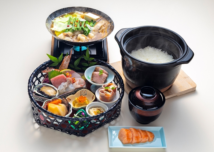 籠膳 特選刺身の盛り合わせ(もつ鍋有りイメージ)