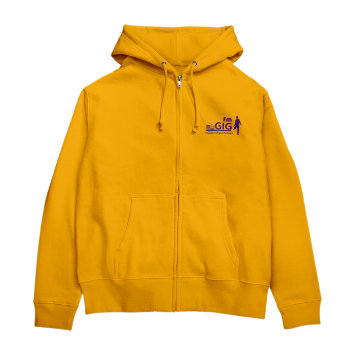 ジップパーカー表面デザイン（ゴールド）