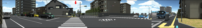正面後方モニタ体験画像イメージ(交差点)