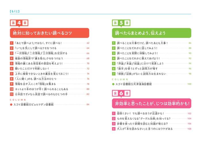 『こども調べ方教室　なぜ調べることが大切なのかがわかる本』もくじ②