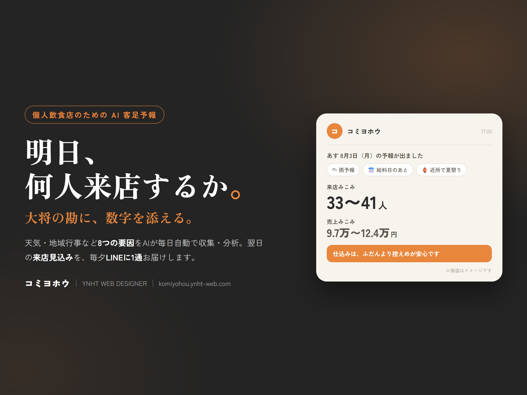 個人飲食店の「勘の仕込み」をAIで支える　福井のひとり事業者が客足予報サービスを開発、実店舗検証に向けクラウドファンディングを開始