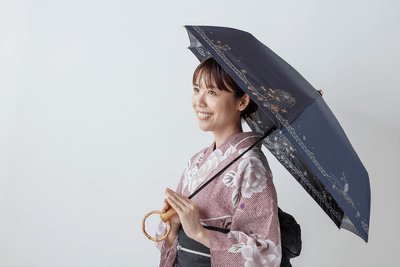 大花火の夜のまち|晴雨兼用日傘 ネイビー