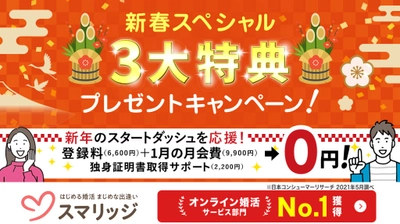 新年のスタートダッシュを！スマリッジで「新春スペシャル！3大特典プレゼントキャンペーン」が本日から開始！