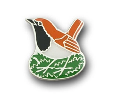 ◆PINS FACTORY（ピンズファクトリー）◆　あなたの街のピンズ実例紹介【茨城県】つくば農林野鳥の会　様　「アカヒゲピンズ」