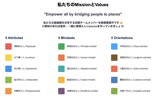 私たちのMissionとValues