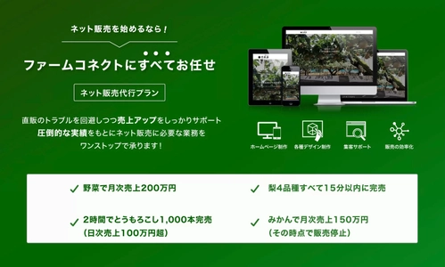 農業特化のWebマーケティング支援事業「ファームコネクト」が、農作物のネット販売をフル代行するサービスを開始！