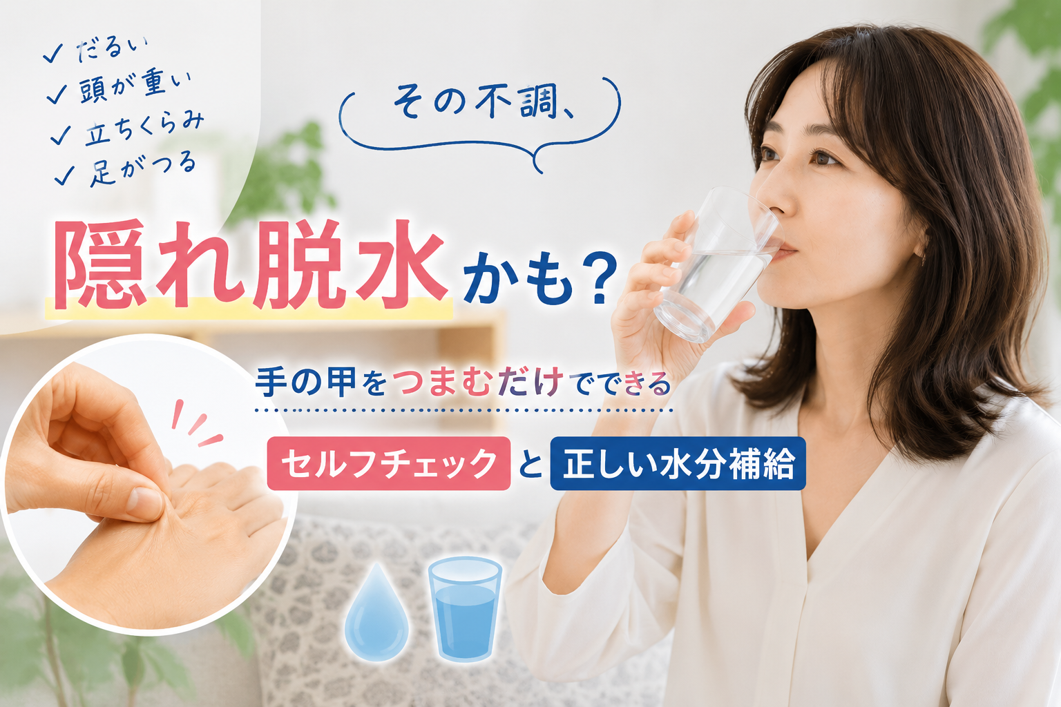 そのだるさ、夏バテじゃないかも。手の甲でできる「隠れ脱水」チェック