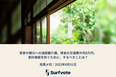 「実家の親元への遠距離介護。帰省の交通費が月8万円。家計破綻を防ぐために、するべきことは？」Surfvoteで投票開始