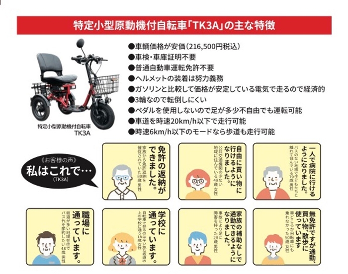TK3Aの主な特徴とお客様の声