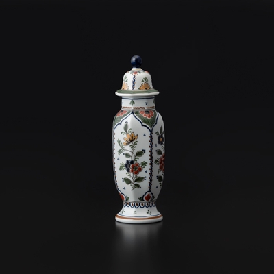 オランダ・デルフト　色絵草花文飾小壺 甲賀市