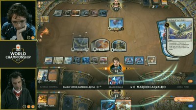 最終マッチの第2ゲーム目。《太陽の恵みの執政官》によって盤面がペガサスで埋め尽くされていく