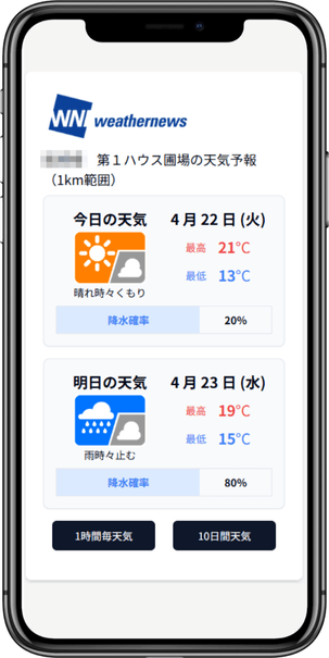 アプリ ウェザーニュースによる気象情報