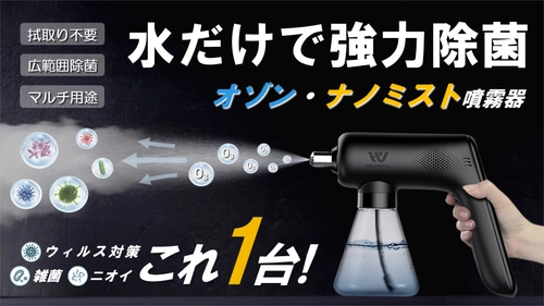 日本初登場！「除菌・ウイルス・脱臭問題これ1台で解決！ 除菌の新方式『オゾン・ナノミスト噴霧器』」 Makuakeにて先行予約販売を開始！！