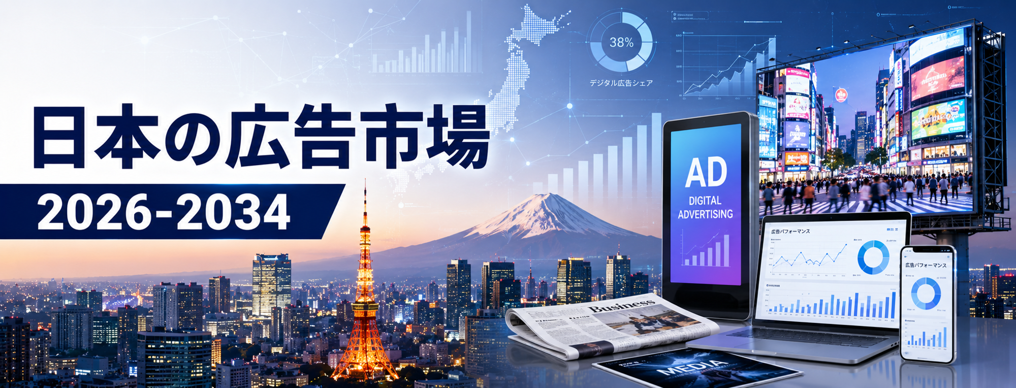 日本の広告市場規模、2034年までに831億米ドルに到達 | 年平均成長率(CAGR)3.70%