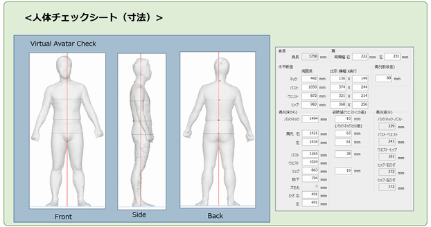 「3Dボディスキャン」測定結果イメージ 2