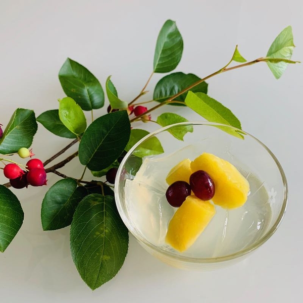 盛付例：シークヮーサー蒟蒻ゼリー　※フルーツはついていません