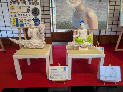 沼津御用邸記念公園で制作過程を展示した雲中供養菩薩像